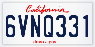CA license plate 6VNQ331