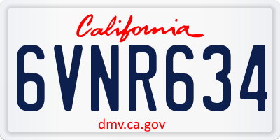 CA license plate 6VNR634