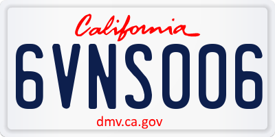 CA license plate 6VNS006