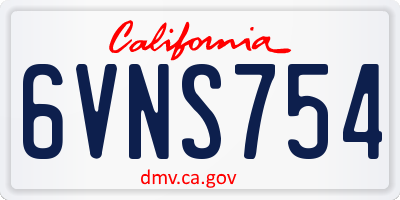 CA license plate 6VNS754