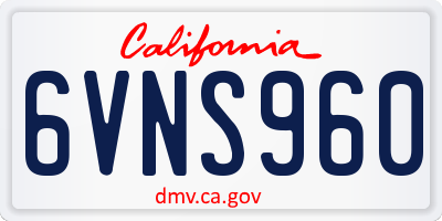 CA license plate 6VNS960