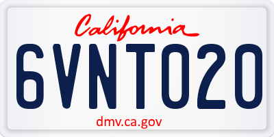 CA license plate 6VNT020