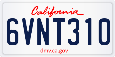 CA license plate 6VNT310