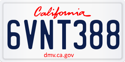 CA license plate 6VNT388