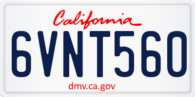 CA license plate 6VNT560
