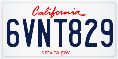 CA license plate 6VNT829