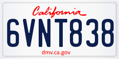 CA license plate 6VNT838