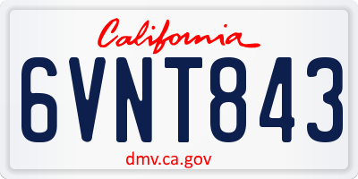 CA license plate 6VNT843