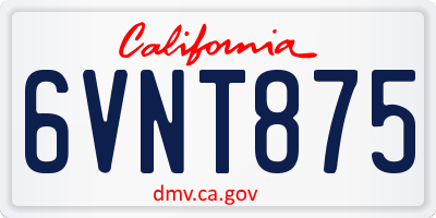 CA license plate 6VNT875