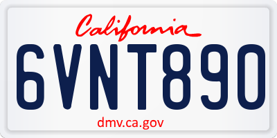 CA license plate 6VNT890