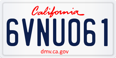 CA license plate 6VNU061