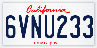 CA license plate 6VNU233
