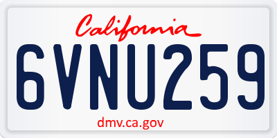 CA license plate 6VNU259