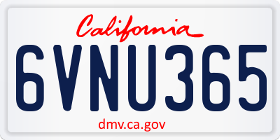 CA license plate 6VNU365