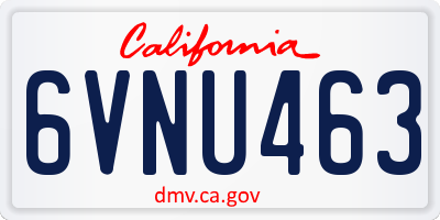 CA license plate 6VNU463