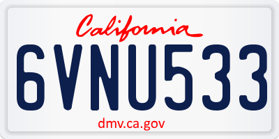 CA license plate 6VNU533