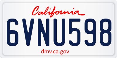 CA license plate 6VNU598