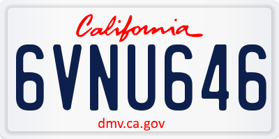 CA license plate 6VNU646