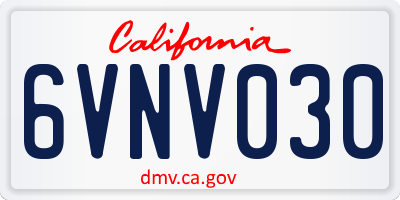 CA license plate 6VNV030