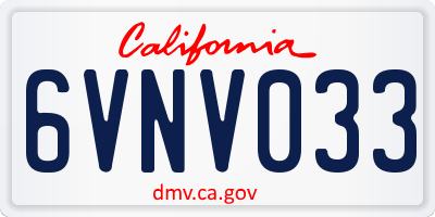 CA license plate 6VNV033