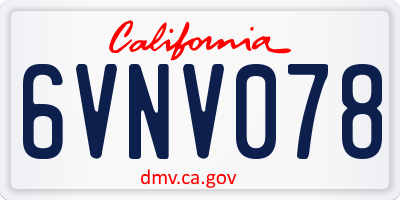 CA license plate 6VNV078
