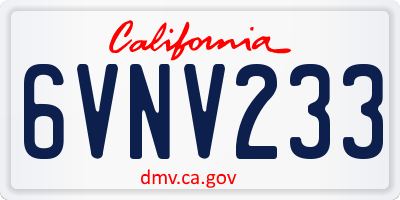 CA license plate 6VNV233