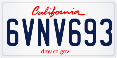 CA license plate 6VNV693
