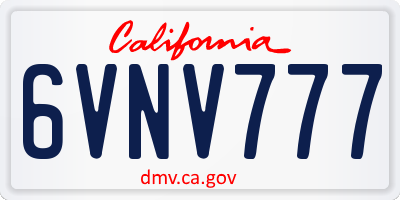 CA license plate 6VNV777
