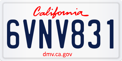 CA license plate 6VNV831