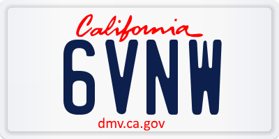 CA license plate 6VNW