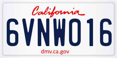 CA license plate 6VNW016