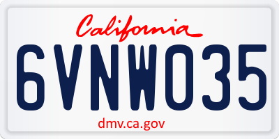 CA license plate 6VNW035
