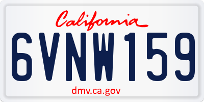 CA license plate 6VNW159