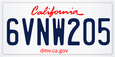 CA license plate 6VNW205