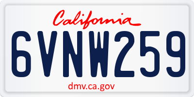 CA license plate 6VNW259
