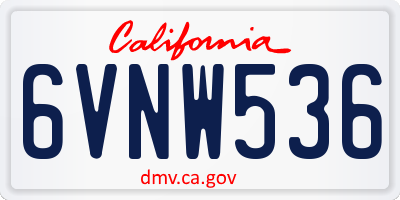 CA license plate 6VNW536