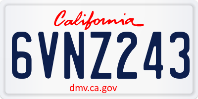 CA license plate 6VNZ243