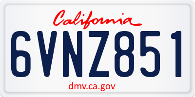 CA license plate 6VNZ851