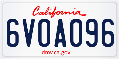 CA license plate 6VOA096