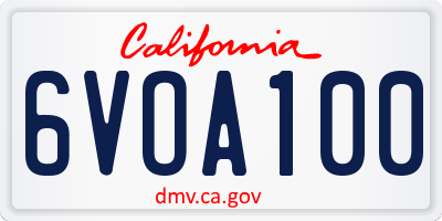 CA license plate 6VOA100