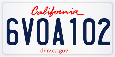 CA license plate 6VOA102
