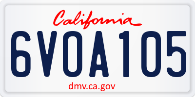 CA license plate 6VOA105