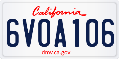 CA license plate 6VOA106