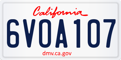 CA license plate 6VOA107