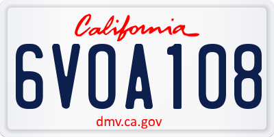 CA license plate 6VOA108