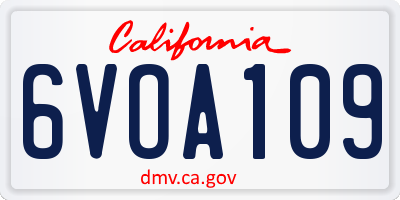 CA license plate 6VOA109