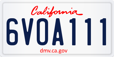 CA license plate 6VOA111
