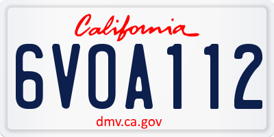 CA license plate 6VOA112