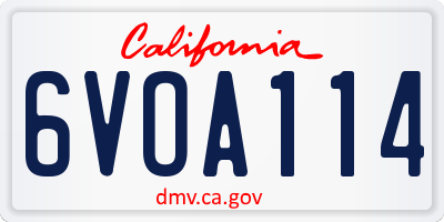 CA license plate 6VOA114