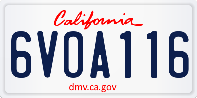 CA license plate 6VOA116